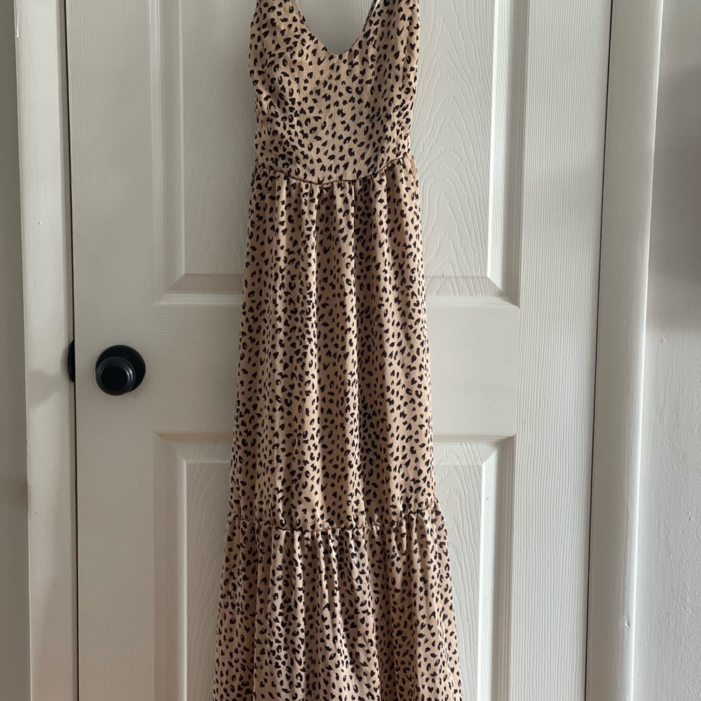 Cupshe Beige and Black Patterned Maxi Dress
